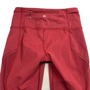 Women's Lululemon Burgundy/Maroon Crop Mesh panel Leggings